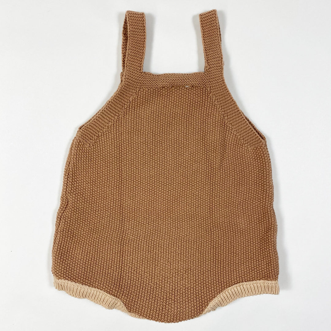 Zara caramel knitted cotton romper & bonnet set 12-18M