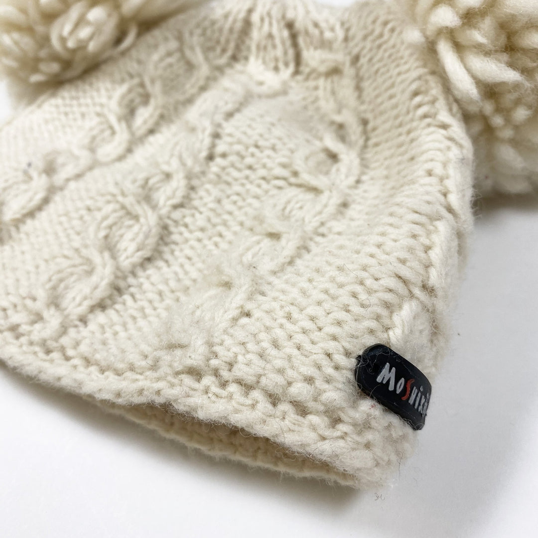 Moshiki white fleece lined knit hat 6-8Y