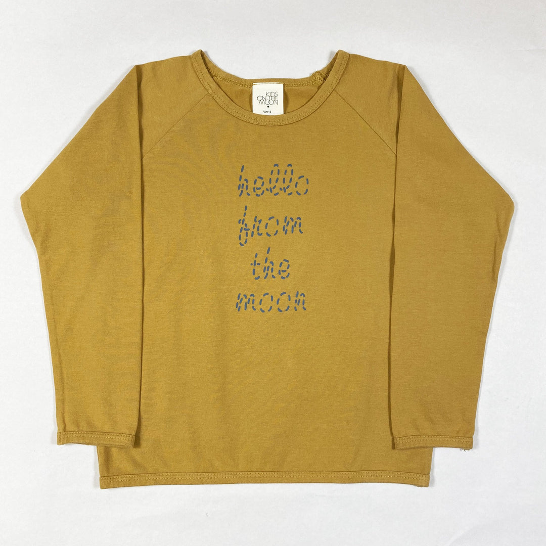 Kids on the Moon mustard long-sleeved t-shirt with print 4Y