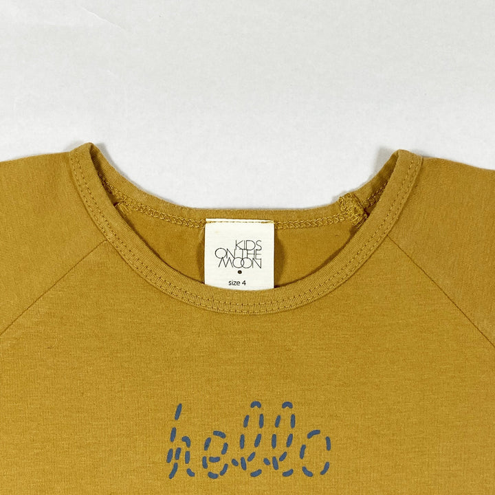 Kids on the Moon mustard long-sleeved t-shirt with print 4Y