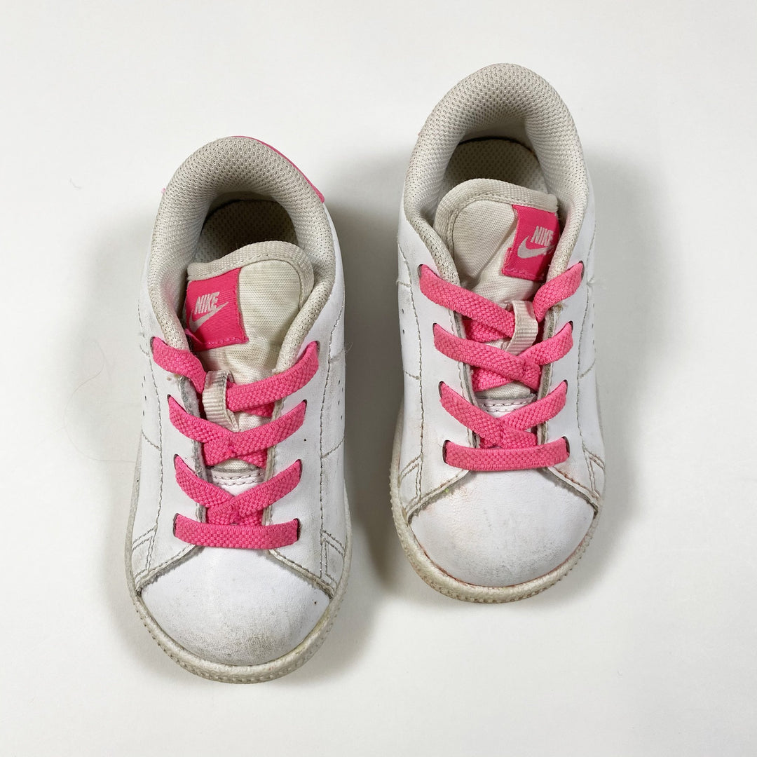 Nike white sneakers with neon pink detailing 23.5