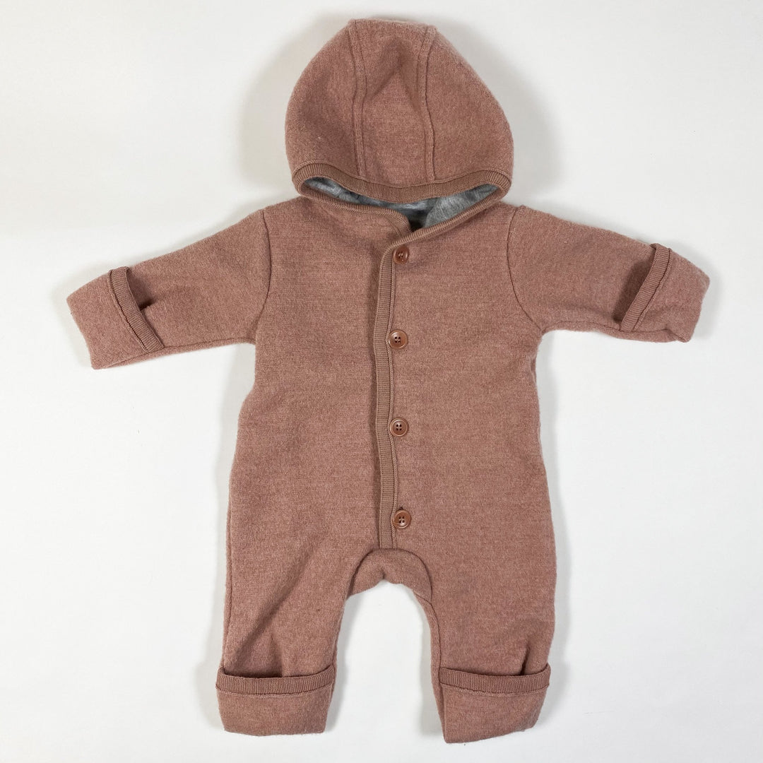 Disana pink wool overall with hood 50-56/0-3M
