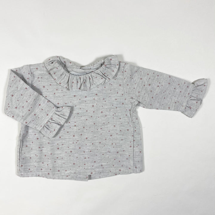 Violeta & Federico grey pink star print blouse with ruffled collar 3M