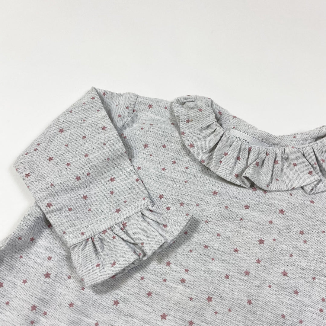 Violeta & Federico graue rosa Sternenbluse mit Rüschenkragen 3M