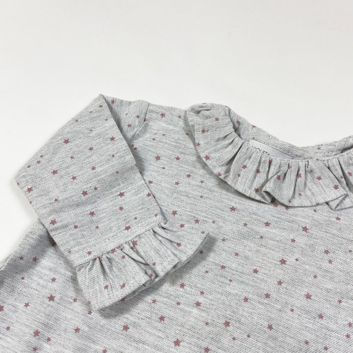 Violeta & Federico graue rosa Sternenbluse mit Rüschenkragen 3M