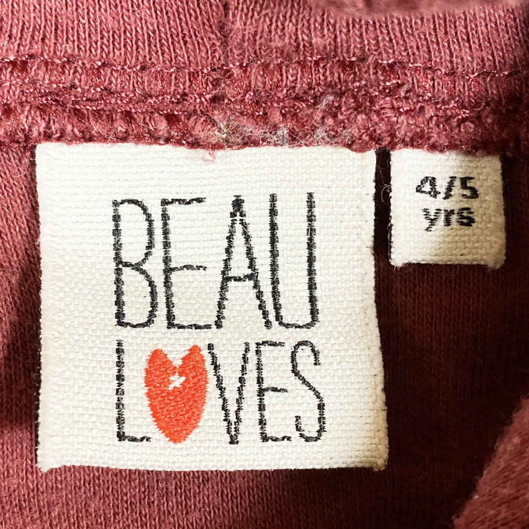 Beau Loves burgundy hoodie with print 4-5Y