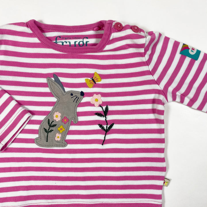 Frugi pink striped bunny longsleeve T-shirt 3-6M/62-68cm 2