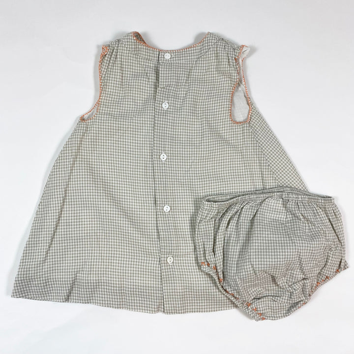 Cyrillus greige smocked gingham set 6M/67 3