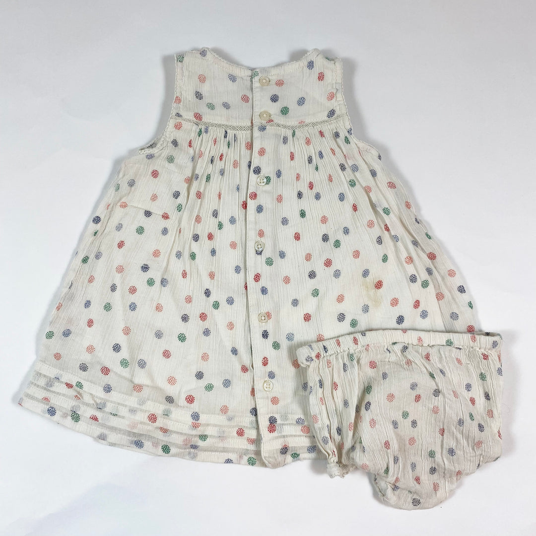 Bout'Chou ecru polkadot muslin dress & bloomers set 3M/60 3