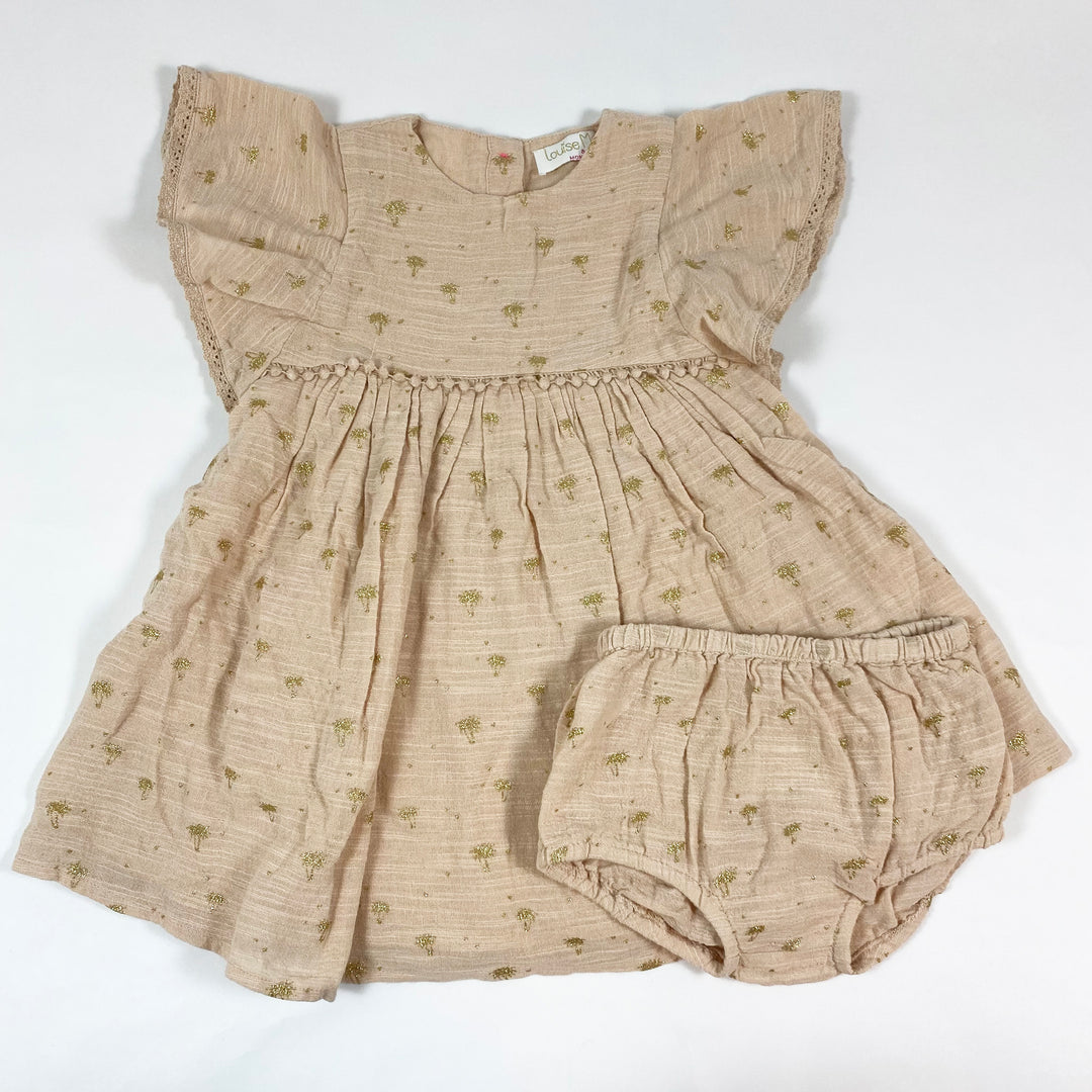 Louise Misha x Monoprix peach embroidered dress & bloomers set 6-9M 1