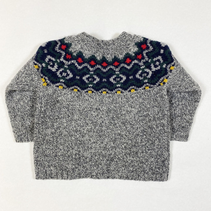 Petit Bateau grey knitted fair isle jumper 3M/60