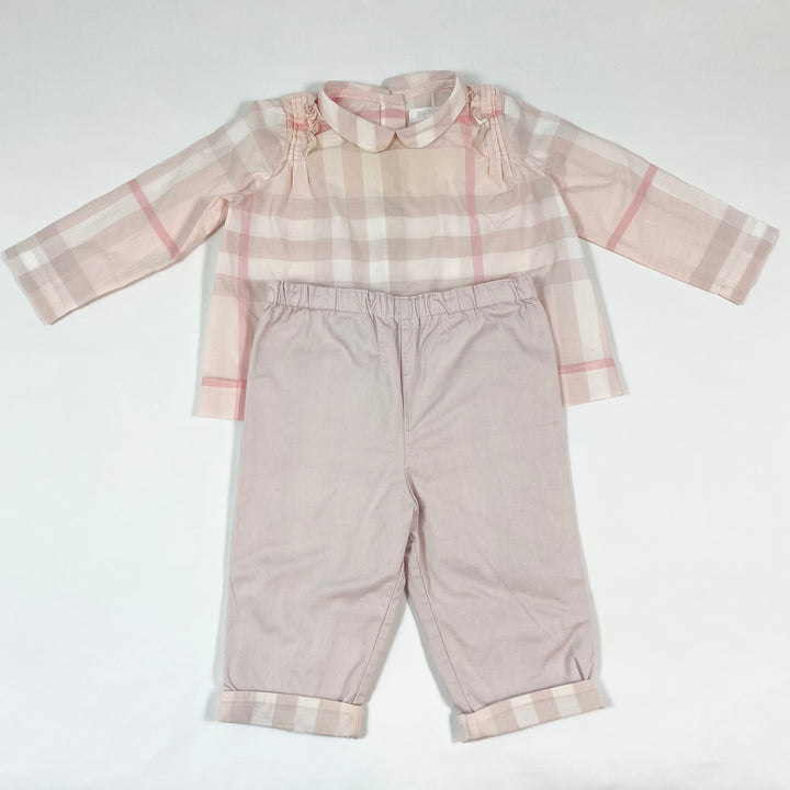 Burberry pink check blouse & trouser set 9M/74 1