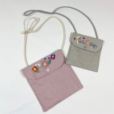 Pene-Lope grey embroidered bag, small 14,5x14cm 1