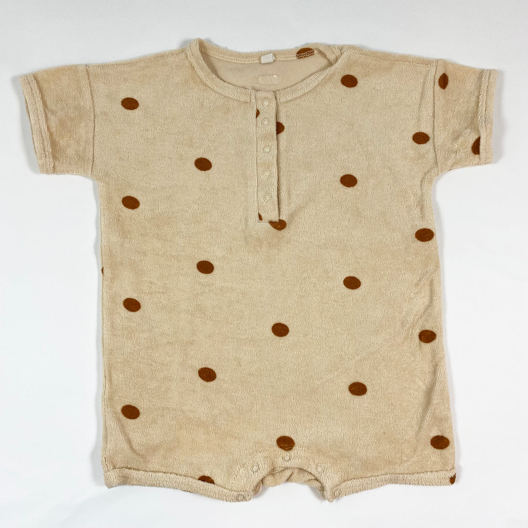 Organic Zoo beige polkadot Terry short jumpsuit 1-2Y 1