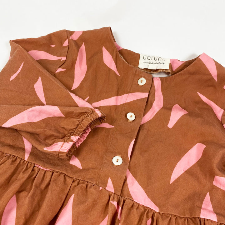Obruni brown/pink long-sleeved dress 110-116 2