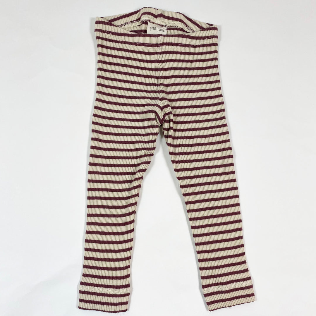 Petit Piao bordeaux stripe ribbed leggings 86 1