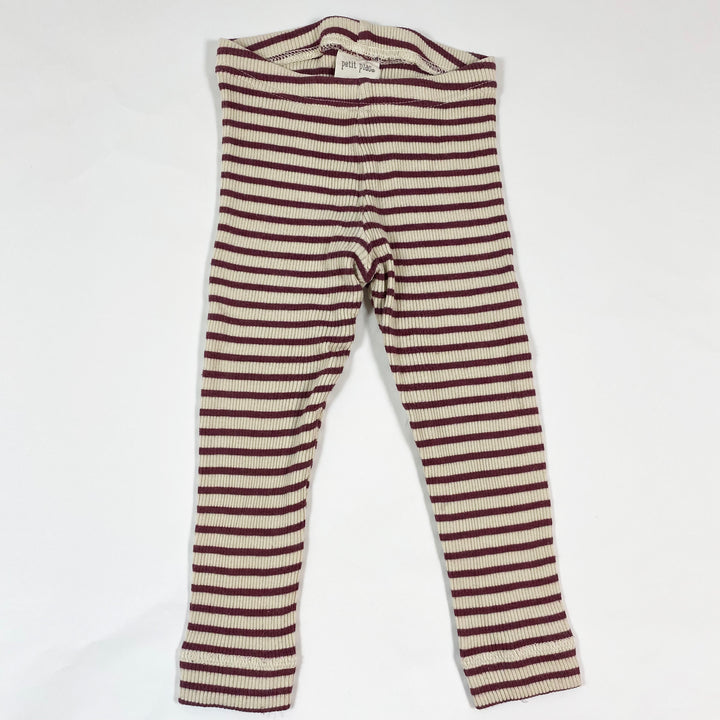 Petit Piao bordeaux stripe ribbed leggings 86 1