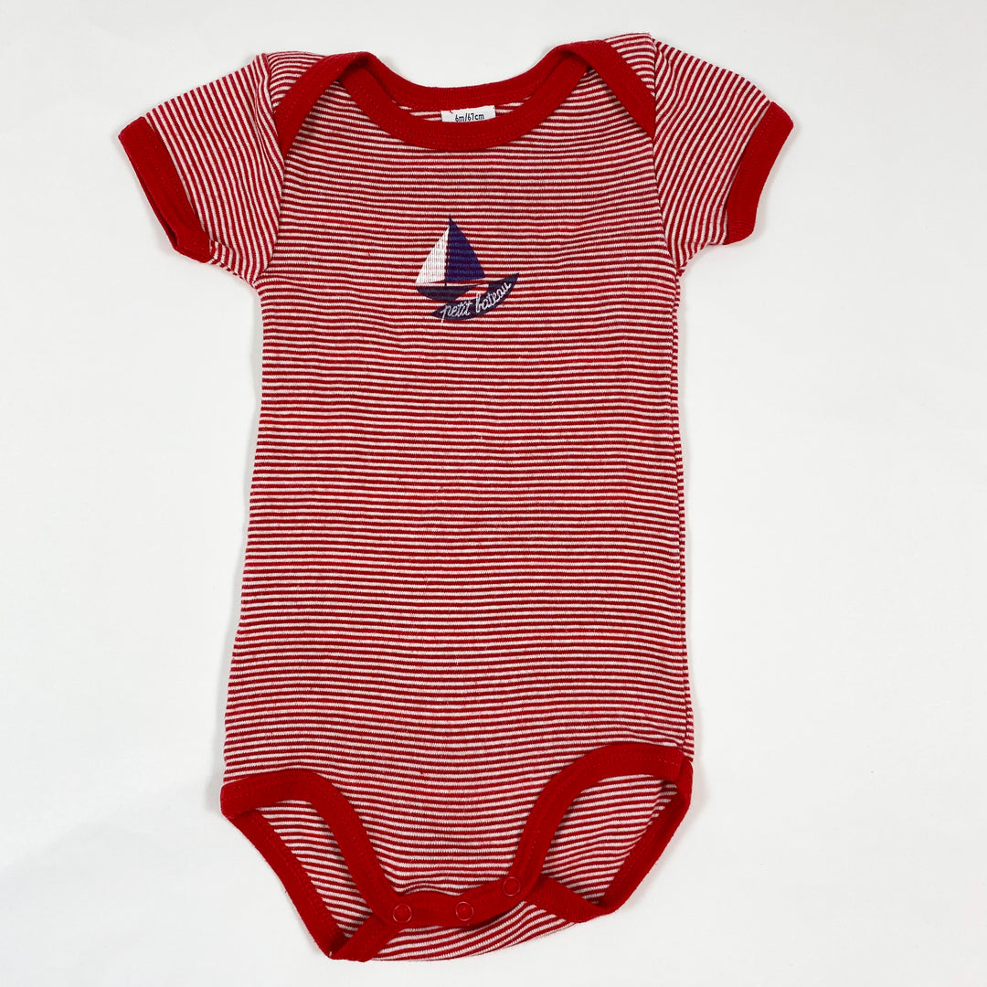 Petit Bateau short-sleeved red stripe body 6M/67 1