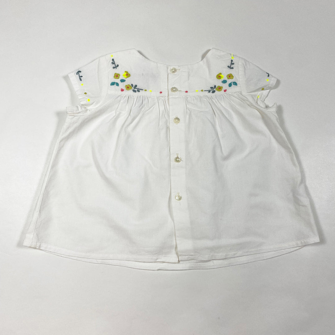 Bonpoint white hand embroidered floral blouse 18M 2