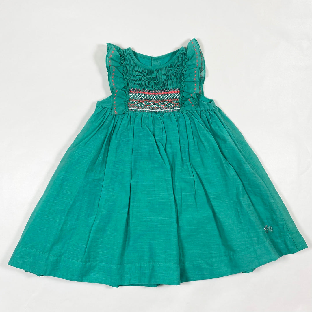 Tartine et Chocolat green smocked dress 2A 1