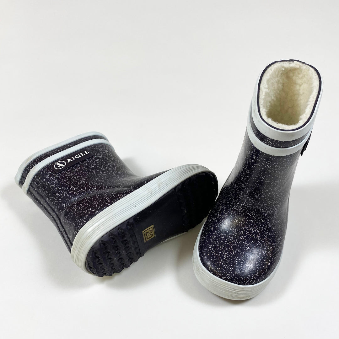 Aigle warm navy glitter wellies 20
