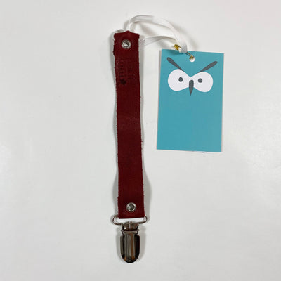 Petit Mai brown leather pacifier clip One size 1