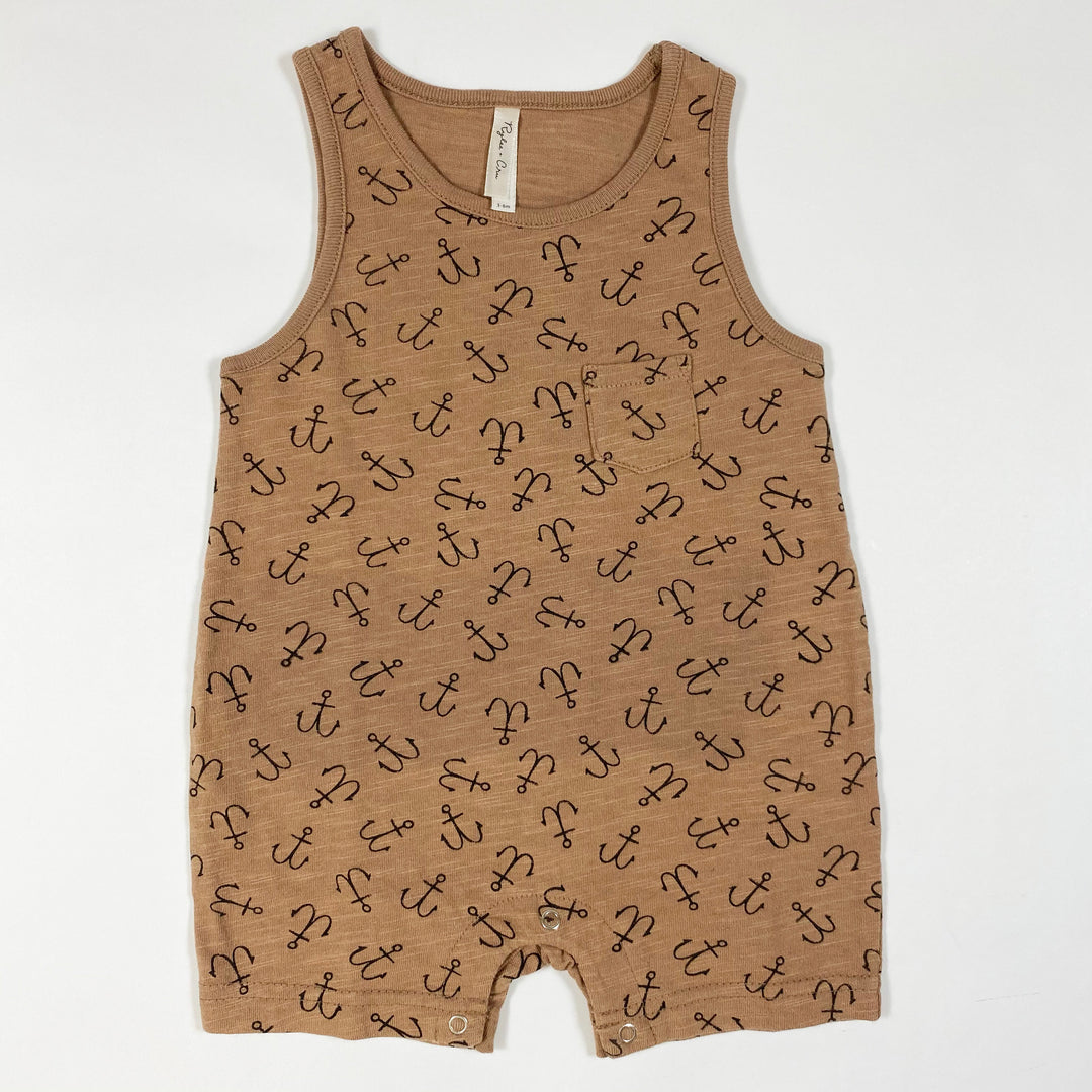 Rylee + Cru brown anchors romper Second Season 3-6M