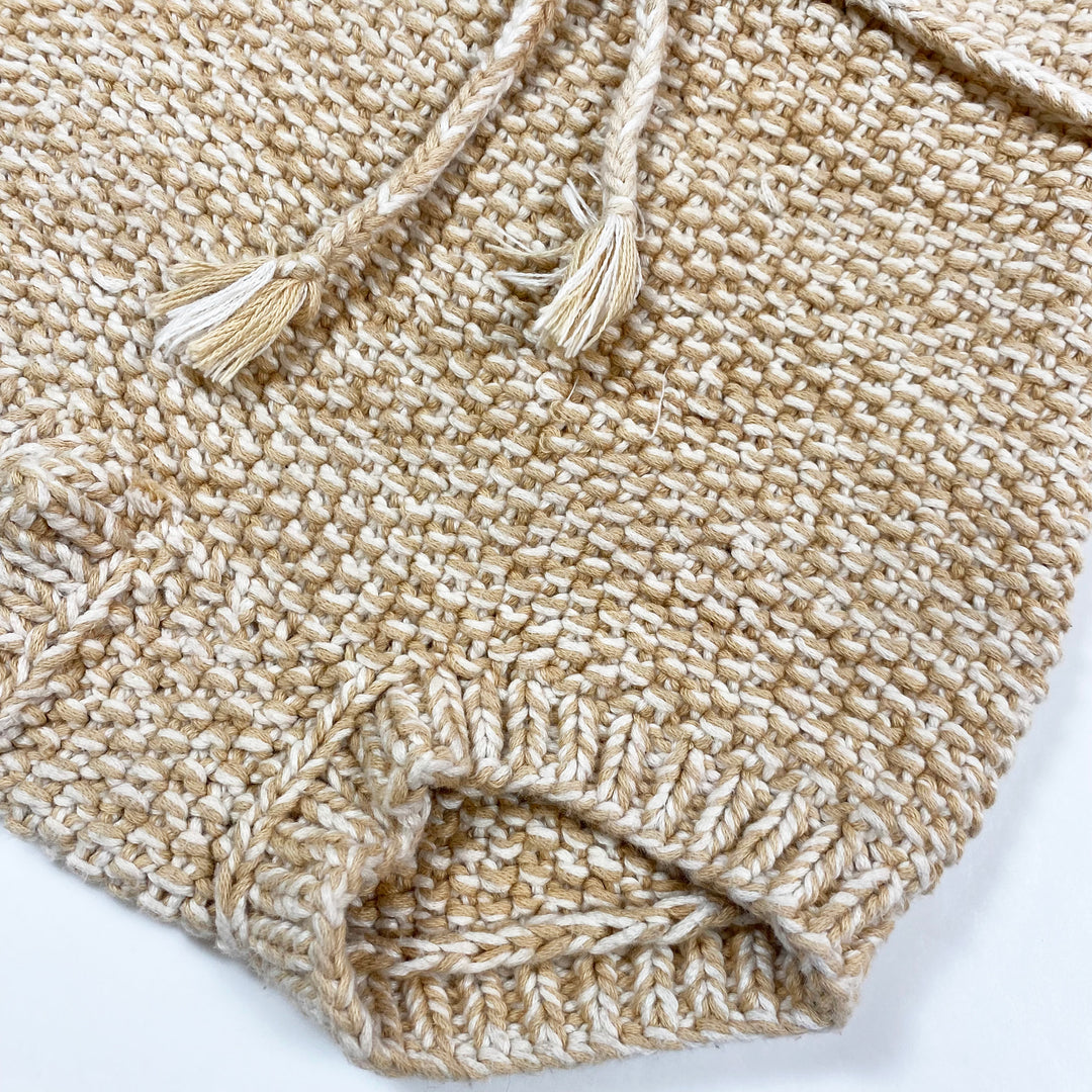 Misha & Puff beige melange pima cotton knit romper 2/3Y 2