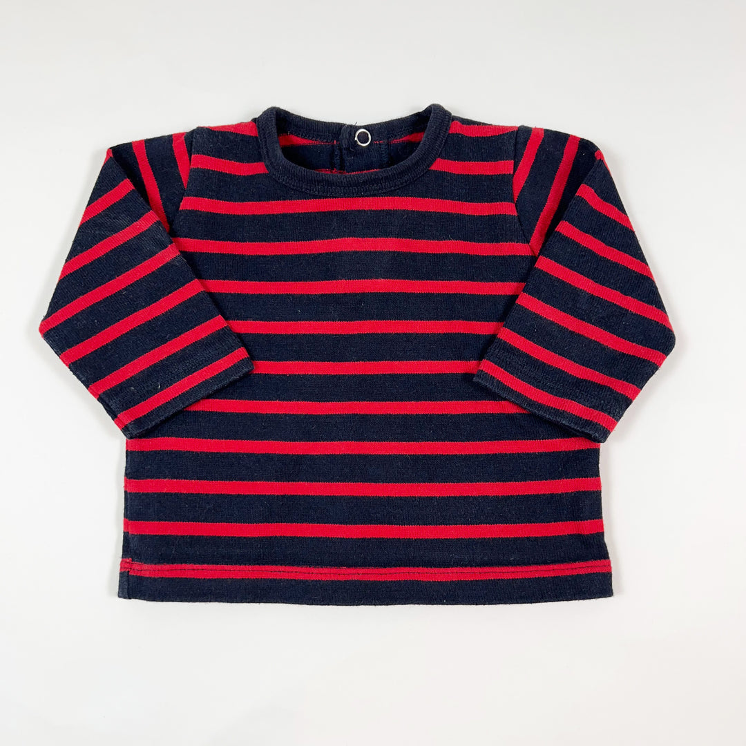 Petit Bateau navy/red striped longsleeve 6M/67 1