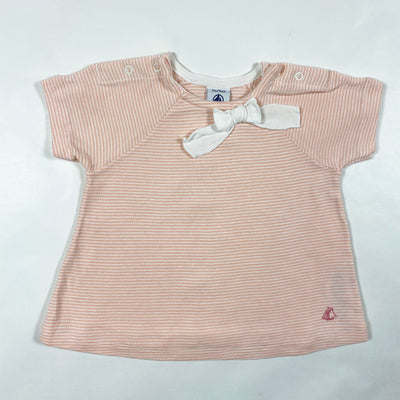 Petit Bateau pink striped t-shirt with bow 12M/74 1