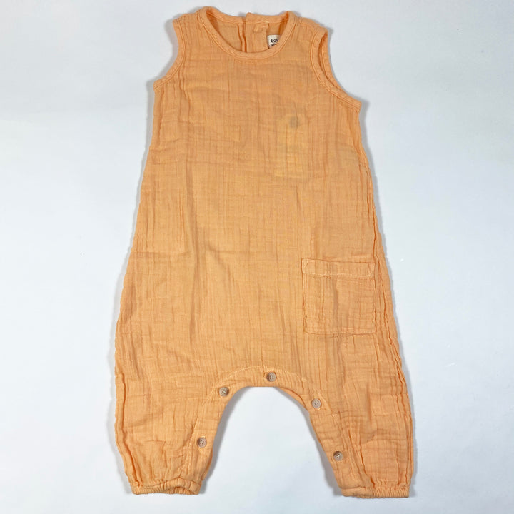 Boy + Girl orange muslin romper Finn Cantaloupe Second Season diff. sizes