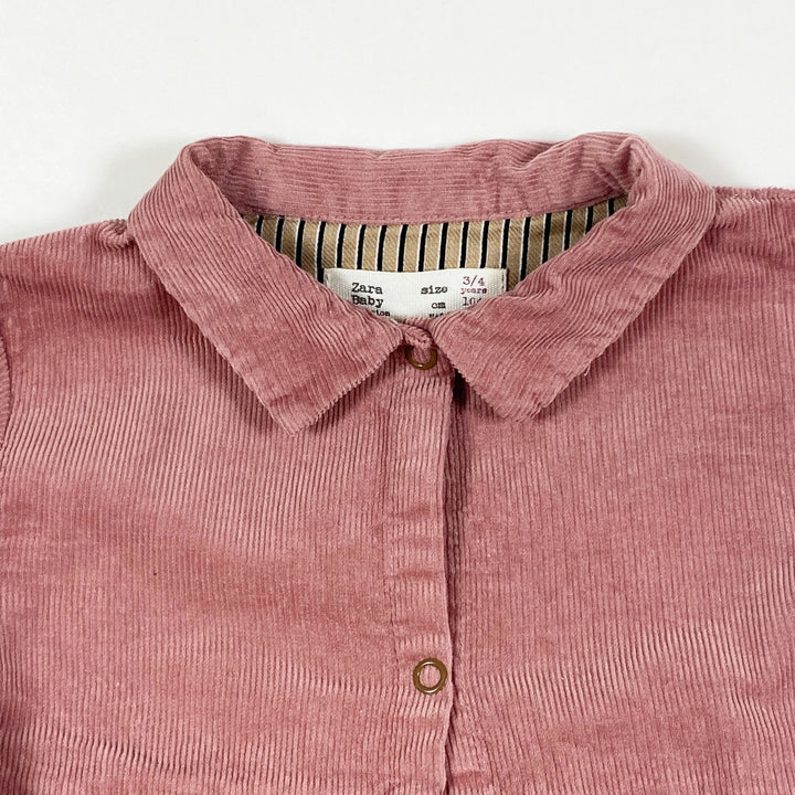 Zara dark blush cord dress 3/4Y 2