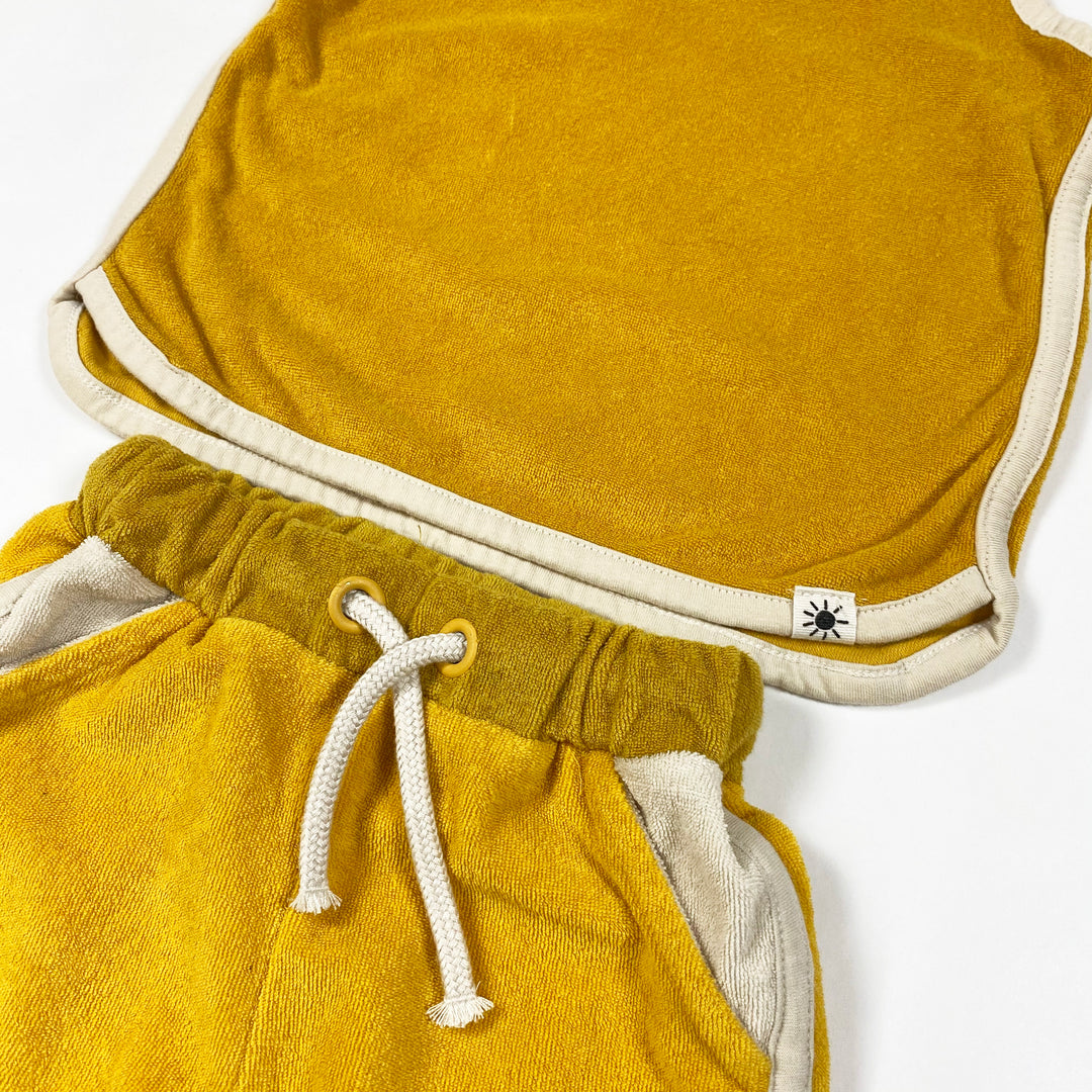 Lindex yellow terry tank top and shorts 80/8-9M 2