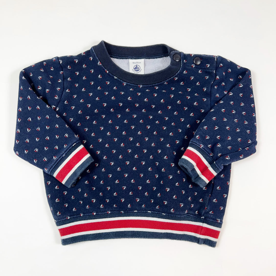 Petit Bateau navy sailboat sweatshirt 18M/81 1