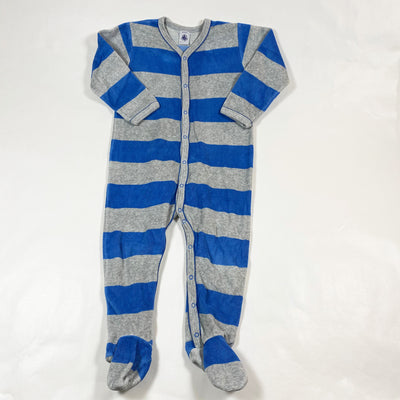 Petit Bateau grey/blue striped velour pyjama 24M/86 1