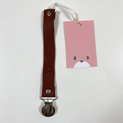 Petit Mai burgundy leather pacifier clip One size 1