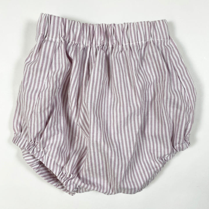 Mother of Pearl Handmade lilac stripe cotton bloomers 18-24M