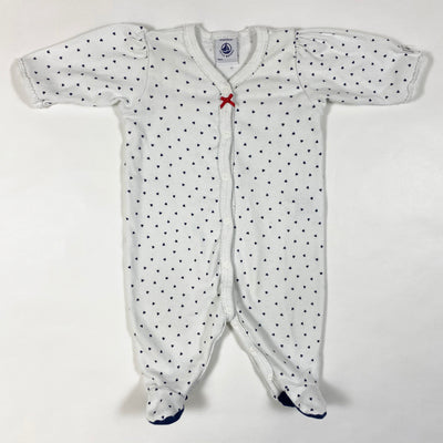 Petit Bateau white/navy heart print pyjama NB/50 1