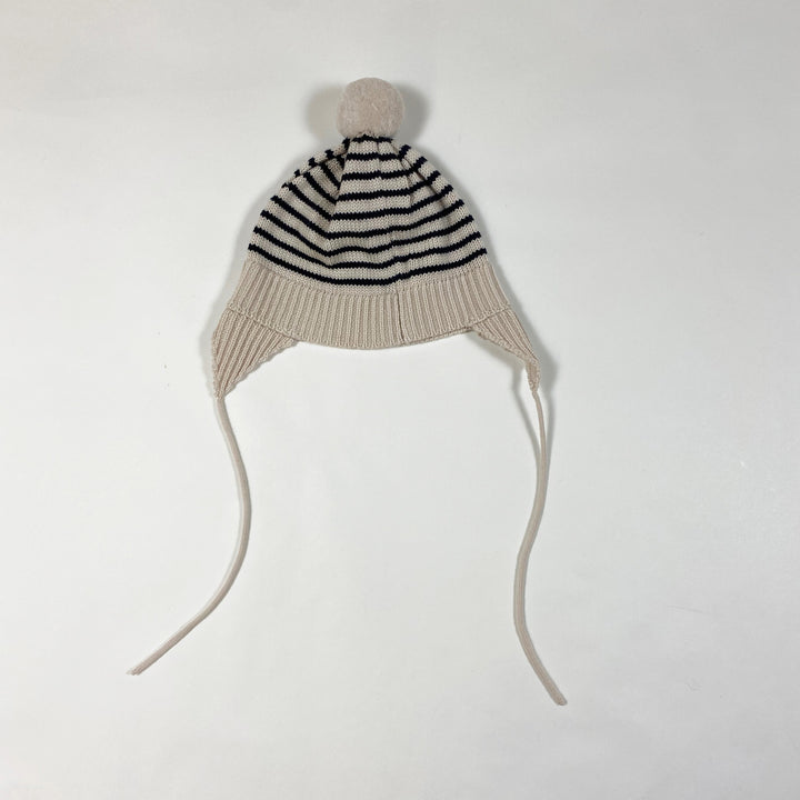 Fub black/off-white striped hat with pompon 74-80