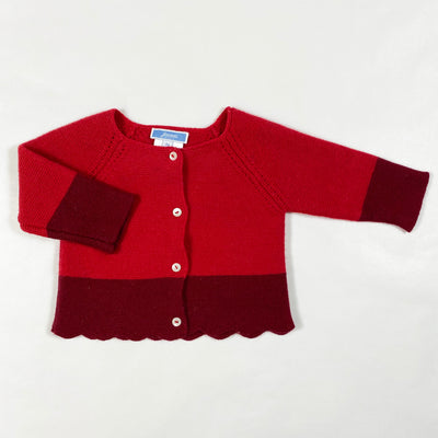 Jacadi red scalloped cashmere blend cardigan 3M/60 1