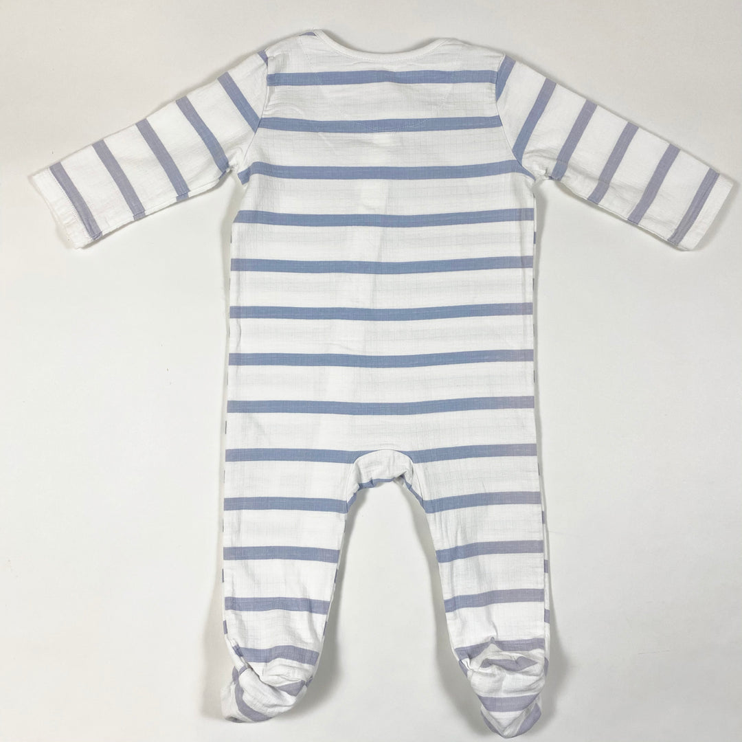 Aden + Anais white/blue striped pyjama with feet 3-6M