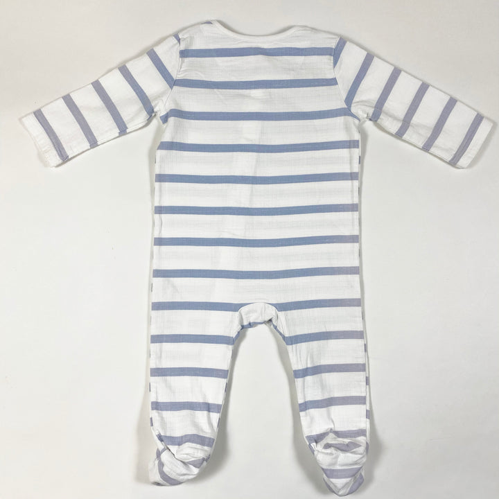 Aden + Anais white/blue striped pyjama with feet 3-6M