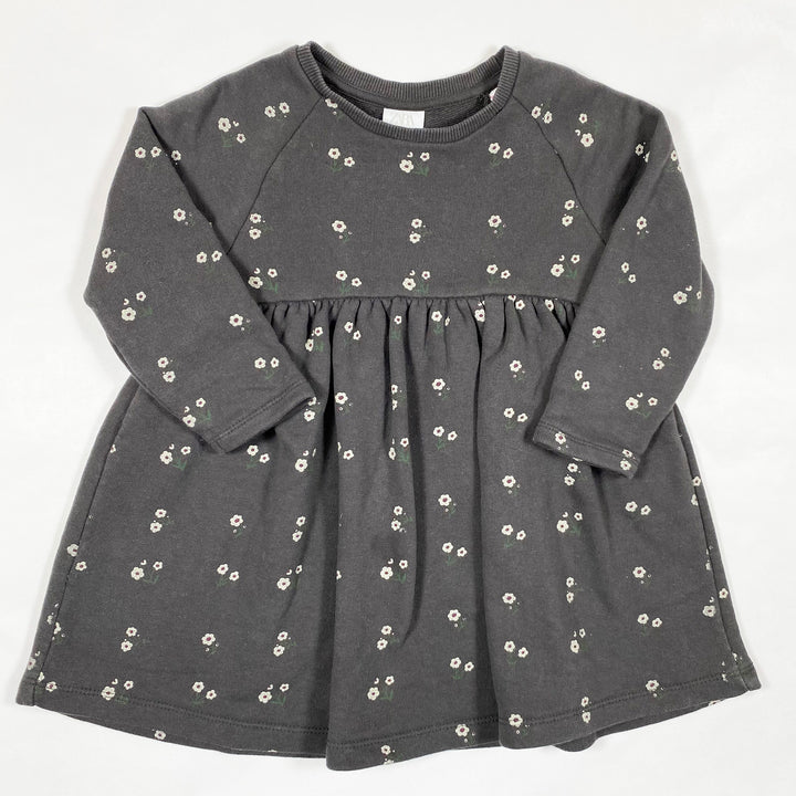 Zara dark grey floral french terry dress 4-5Y/110 1