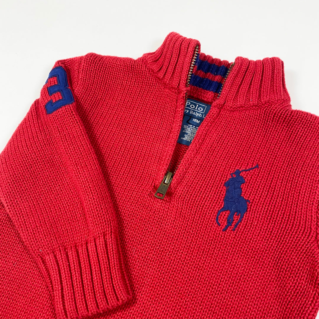 Ralph Lauren red half-zip cotton pullover 18M 2