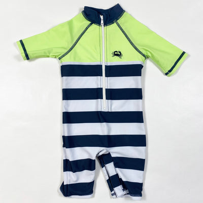 Mothercare bold navy stripe neon swimsuit UPF 50+ 3-6M 1
