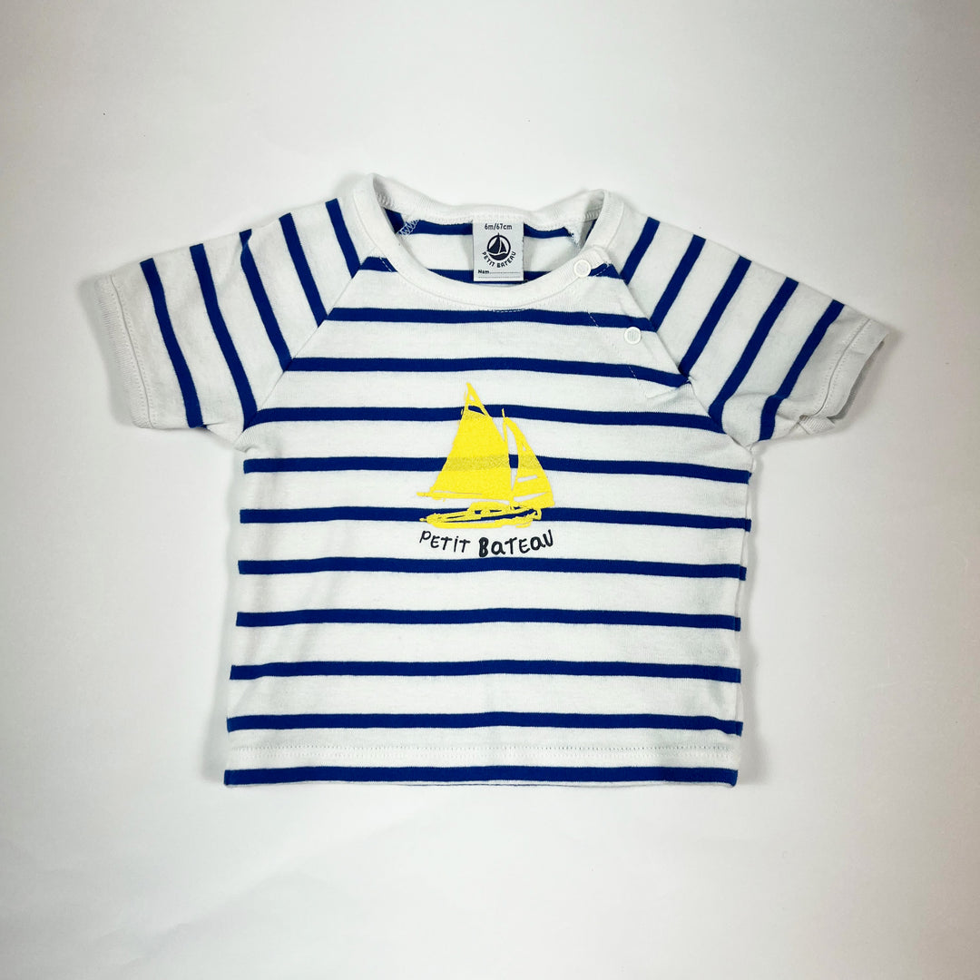 Petit Bateau blue stripd sailboat T-shirt 6M/67 1