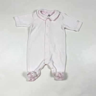 Petit Bateau pink velvet pyjama with collar 3M/60 1