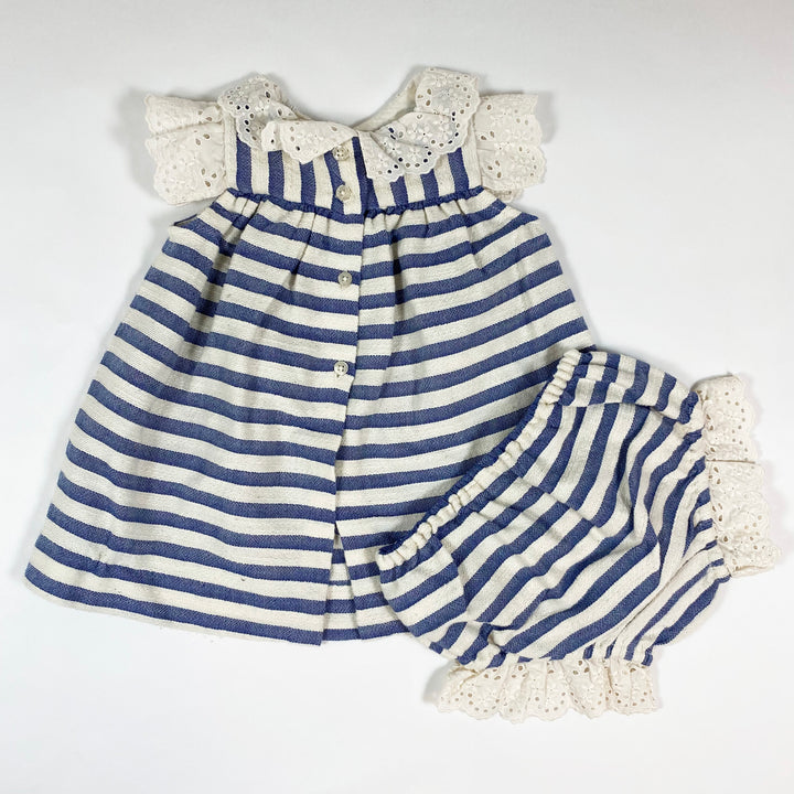 Nanos blue stripe lace detail summer set 9M 3
