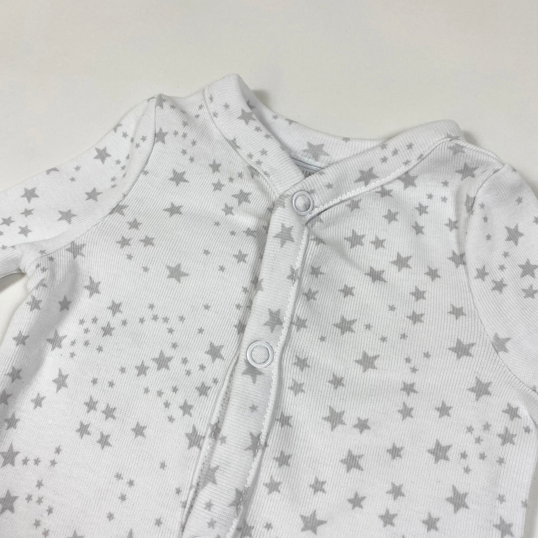 The Little White Company white grey star print pyjama 0-3M