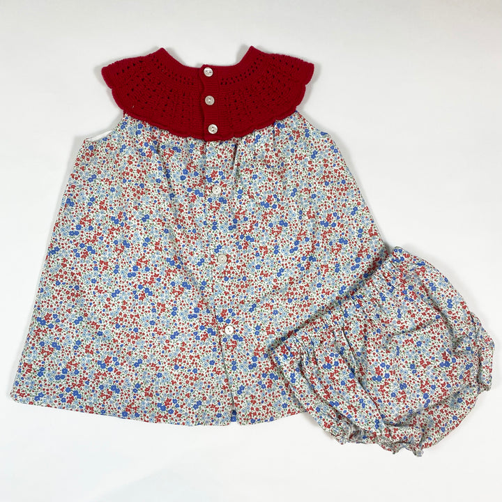 Dulces blue/red floral crochet collar summer dress set 12-18M 3